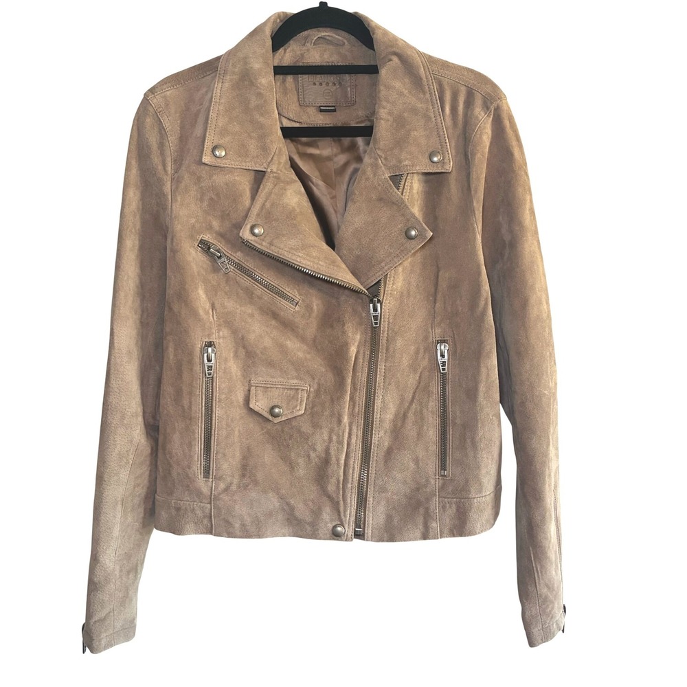 Blank NYC Leather Moto Jacket Womens XL Tan Suede Biker Western Indie Grunge